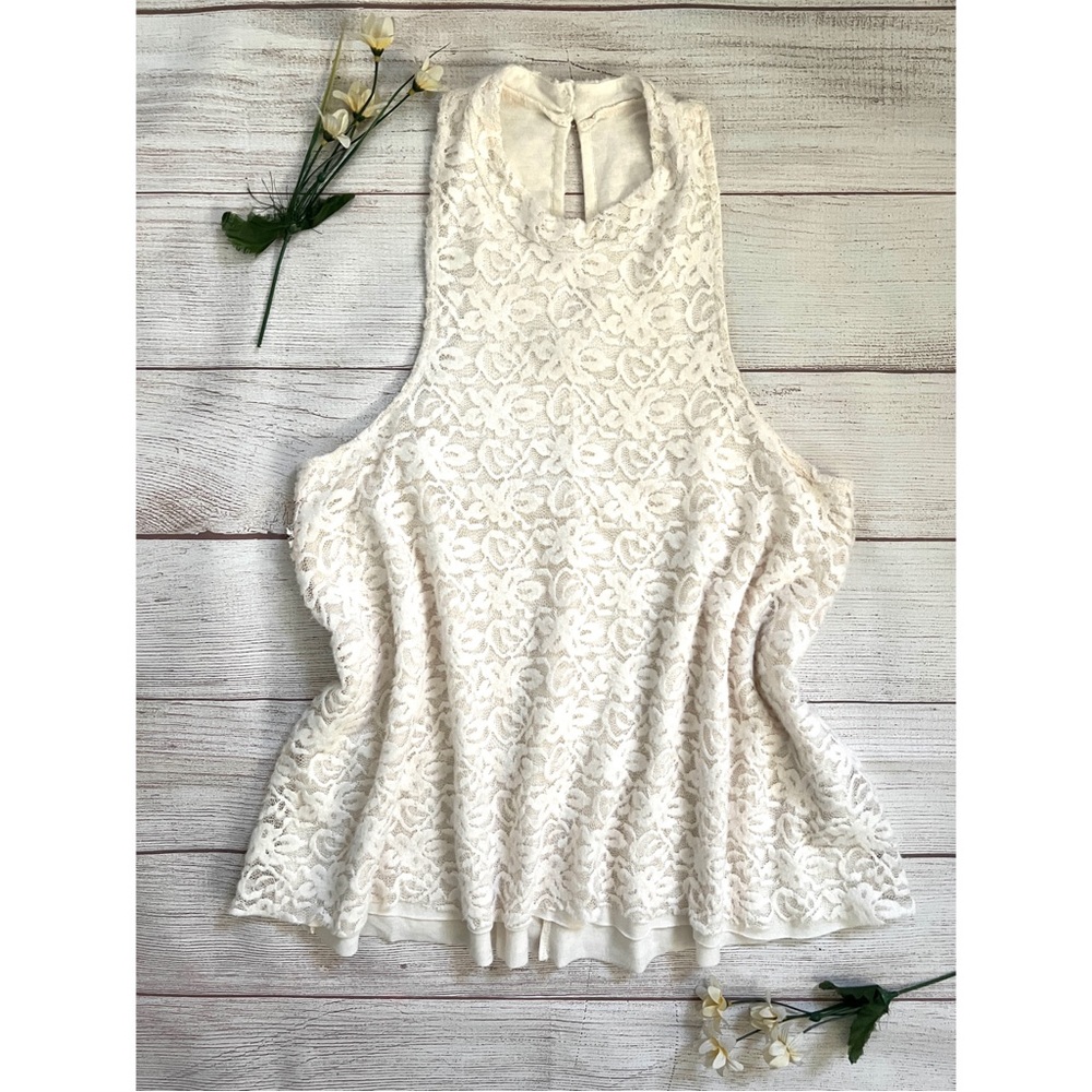 Hollister Allover Lace Mock Neck Sleeveless Top